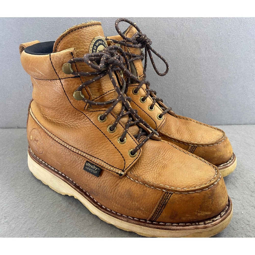 Men's Red Wing Boots 9.5 D Irish Setter Brown Leather 7" Waterproof